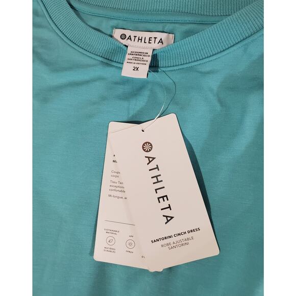 Athleta NWT Santorini Cinch Dress Womens Plus Size 2X Gulf Green Athleisure Soft - Picture 9 of 15